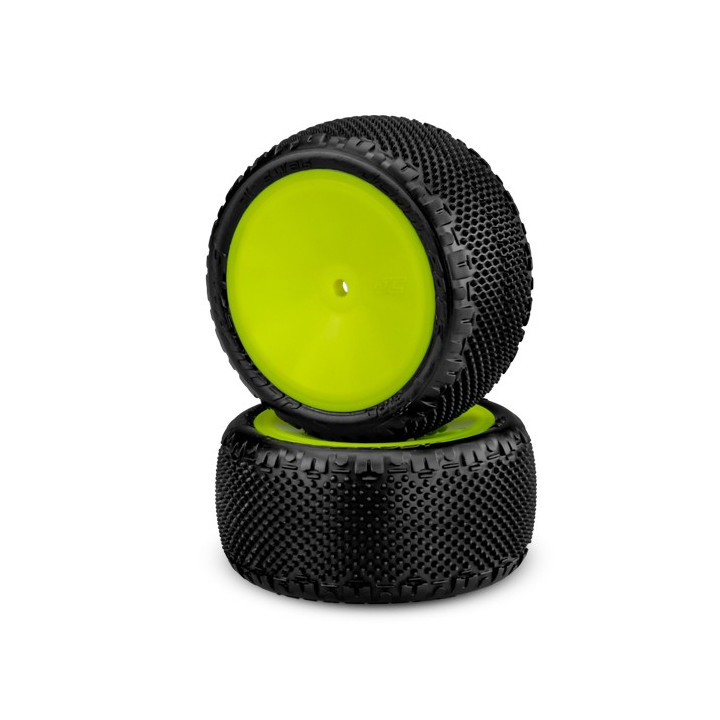 Pneus Pin Swag arrière collés (2) Jconcepts jante mono blanche/jaune