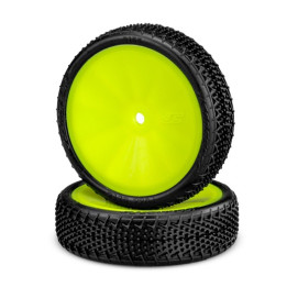Pneus Fuzz Bite LP 4x2 avant collés (2) Jconcepts jante blanche/jaune
