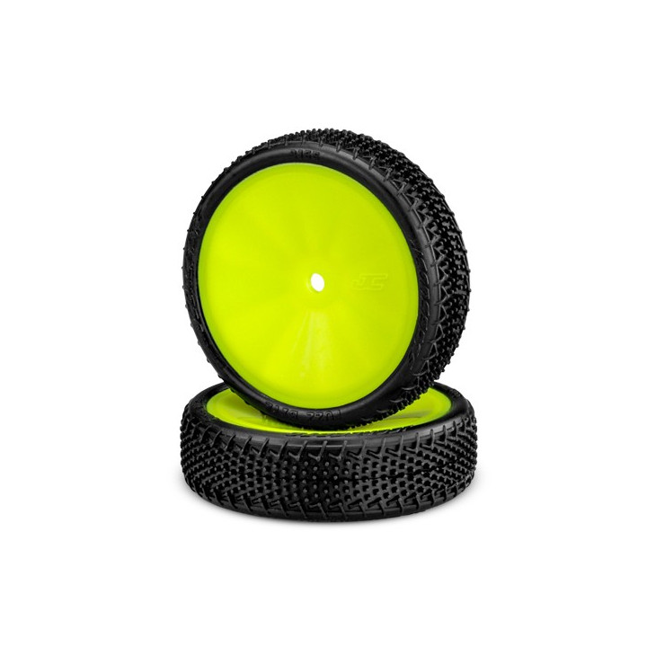 Jconcepts Fuzz Bite LP front 2wd (2) pre-mounted yellow/white rims