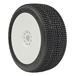 AKA Component 2AB 1/8 Buggy tyres Medium LW on white rims (2