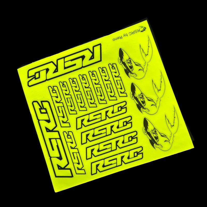 RSRC neon fluo yellow stickers shark savoya shop logo