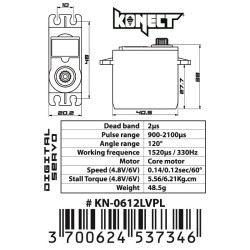 Servo Konect Digital 6kg-0.12s pignons plastique KN-0612LVPL...