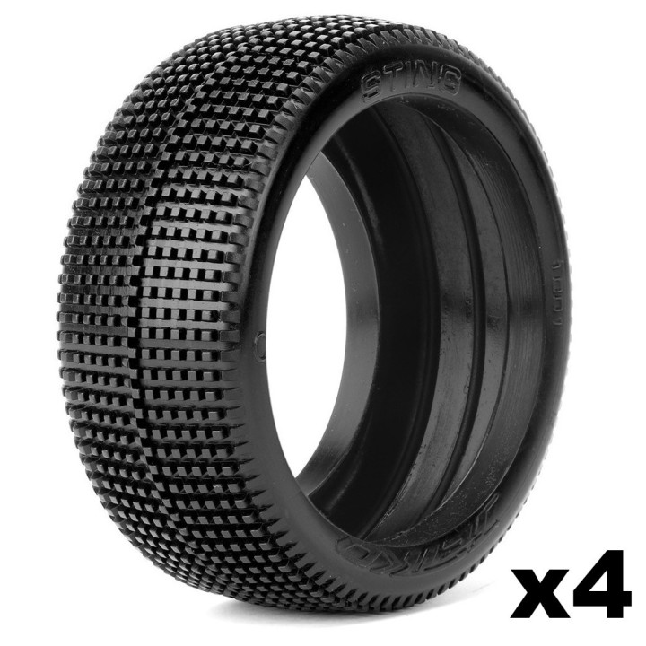 JK1001 Pneus Buggy 1/8 Sting (4) seuls à coller Jetko RSRC