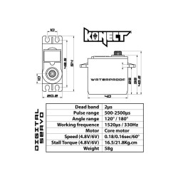 KN-2113LVWP Servo Konect Digital 21kg-0.16s Etanche pignons métal KN-2113LVWP Konect RSRC