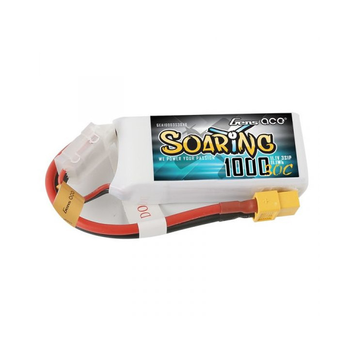 GE1-1000S-3X6 Gens ace Soaring LiPo 3S 11.1V-1000-30C (XT60) 71.5x35x17mm 89g Gens ace RSRC