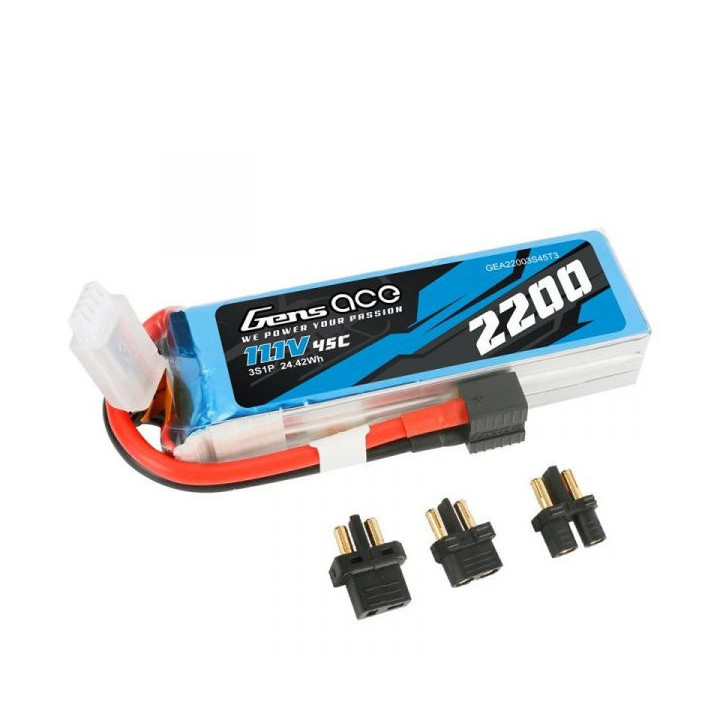 GE1-2200LL-3M-45 Gens ace Batterie LiPo 3S 11.1V-2200-45C (Multi) 106x34x24mm 190g Gens ace RSRC