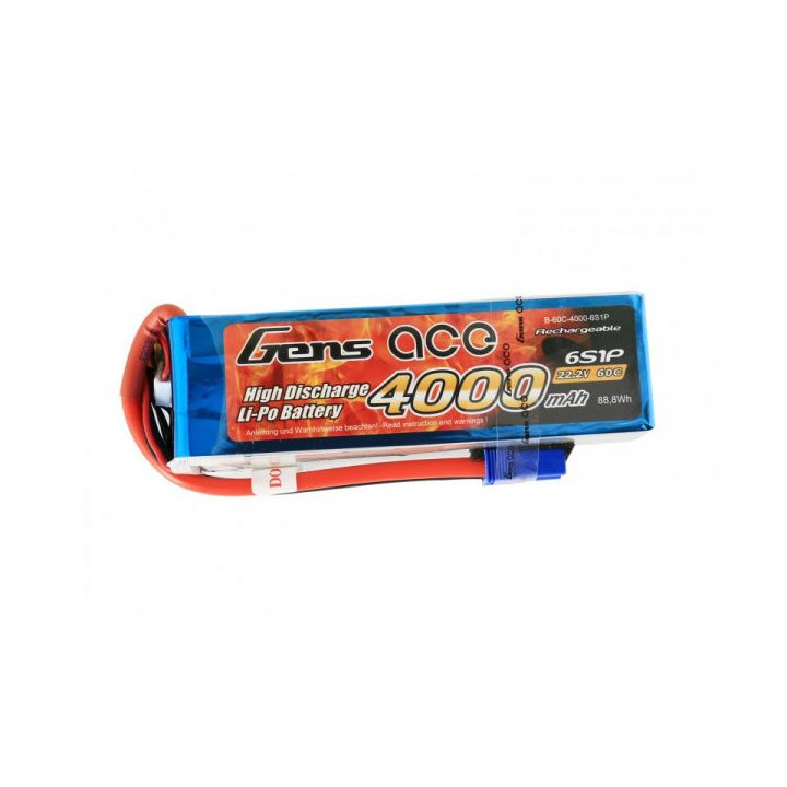 GE1-4000-6C5 Gens ace Batterie LiPo 6S 22.2V-4000-60C (EC5) 139x42x40mm 670g Gens ace RSRC