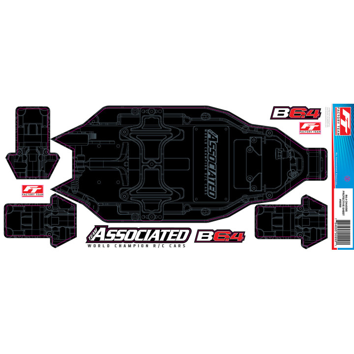 AS91999 Feuille de protection du châssis,+3 mm, imprimée RC10B6.4 Team Associated RSRC