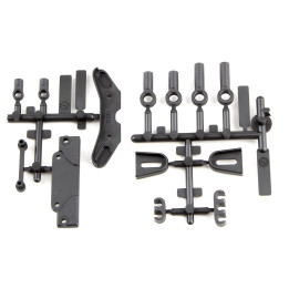 AS91885 Support de montage servo, protection de tour d'amortisseur, clips de fil, chapes d'amortisseurs RC10B6.4 Team Associa