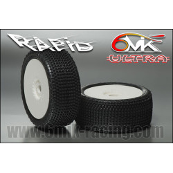 TKU10 6mik Rapid Tires + White Ultra 1/8 Buggy Rims (2) 6MIK-Racing RSRC
