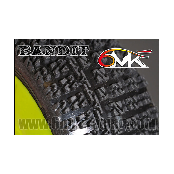 TKU8 6mik Bandit Tires + White Ultra 1/8 Buggy Rims (2) 6MIK-Racing RSRC
