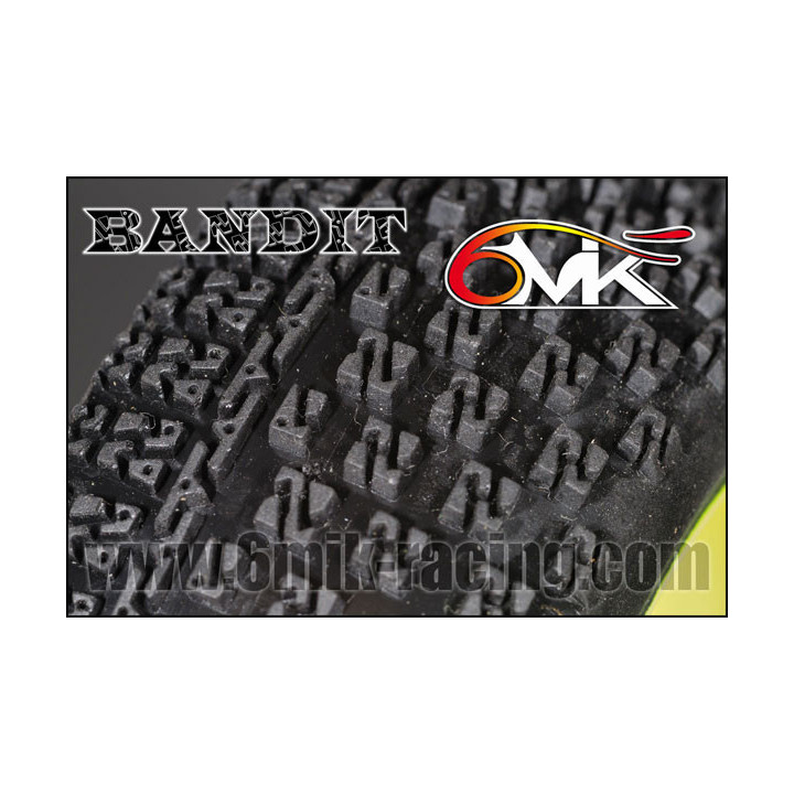 TKU8 Pneus 6mik Bandit + Jantes Blanches Ultra 1/8 Buggy (2) 6MIK-Racing RSRC