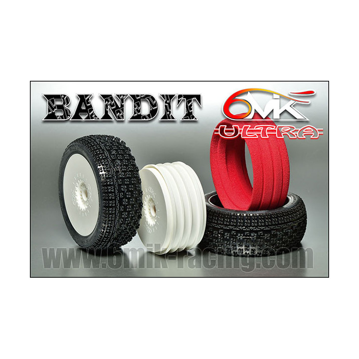 TKU8 Pneus 6mik Bandit + Jantes Blanches Ultra 1/8 Buggy (2) 6MIK-Racing RSRC