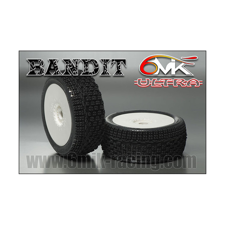 TKU8 Pneus 6mik Bandit + Jantes Blanches Ultra 1/8 Buggy (2) 6MIK-Racing RSRC