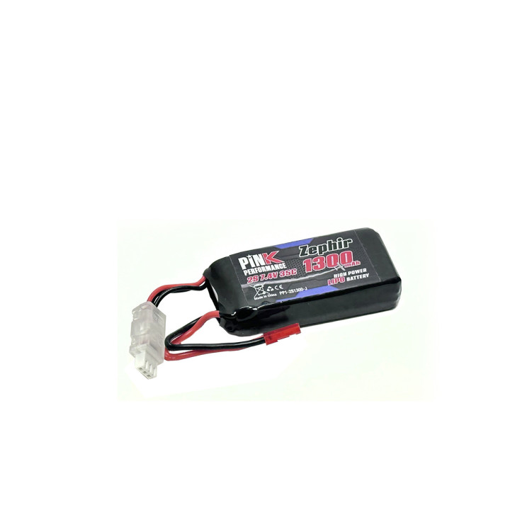 PP1-2S1300-J Battery Zephir LiPo 2S 7.4V 1300mAh 35C (JST) Pink Performance Pink performance RSRC