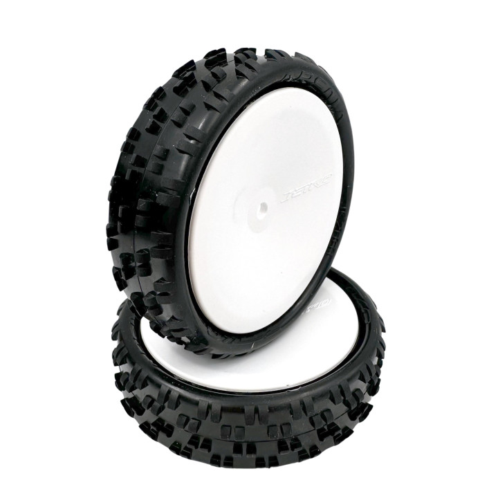 JK2001GW Jetko Arena 1/10 2wd buggy front tires mounted on white wheels (2) Jetko RSRC