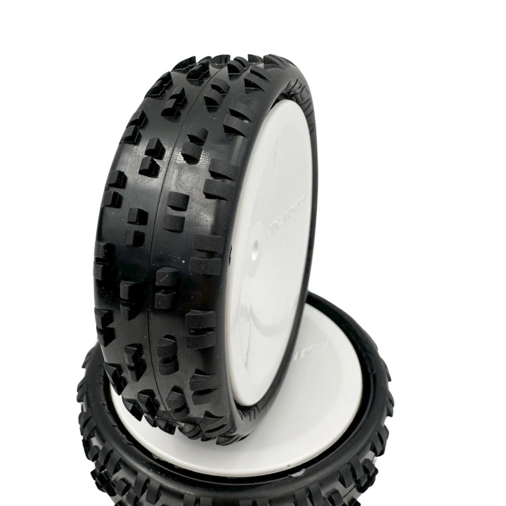 JK2001GW Jetko Arena 1/10 2wd buggy front tires mounted on white wheels (2) Jetko RSRC