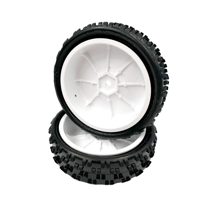 JK2001GW Jetko Arena 1/10 2wd buggy front tires mounted on white wheels (2) Jetko RSRC