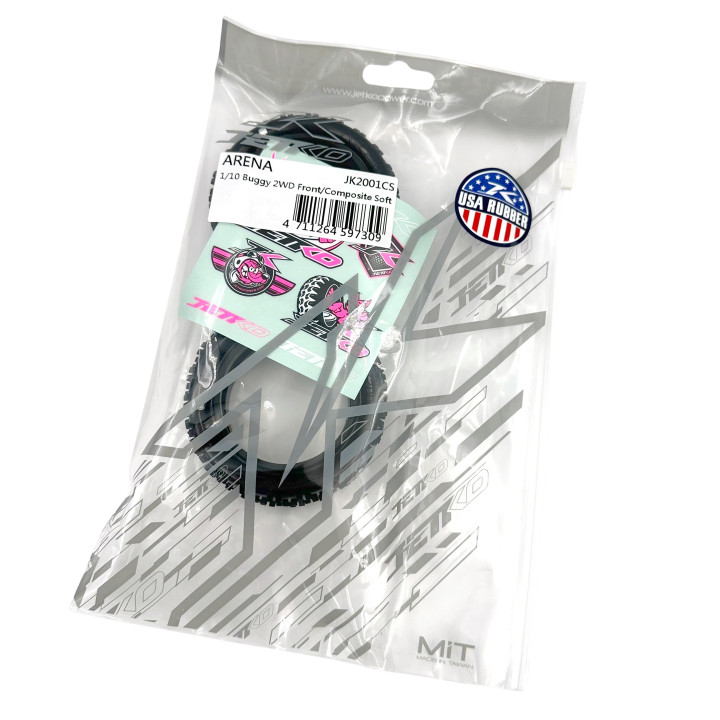JK2001 Pneus avant buggy 1/10 4x2 Arena Jetko (2) seuls Jetko RSRC
