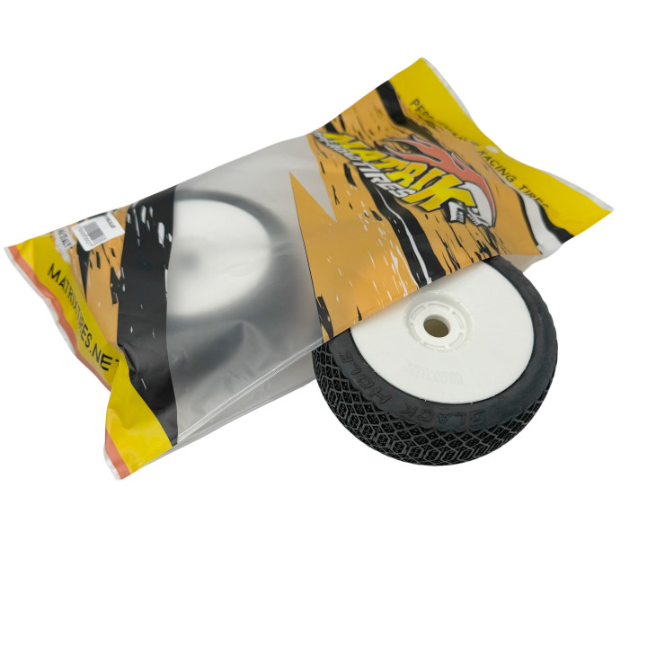 Matrix Blackhole pre-glued tires on white wheels Ultra, super, soft, clay for 1/8 buggy - More than 2000 items in stock, Expr
