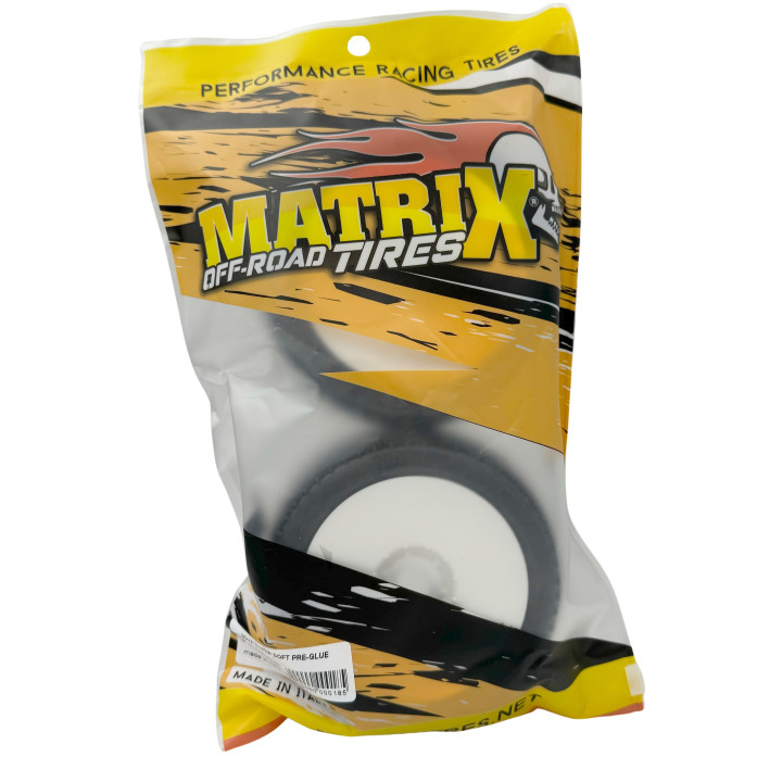 Pneus Nova Matrix montés-collés buggy 1/8 buggy sur jantes blanches gommes Ultra, super, soft, clay - Plus de 2000 références