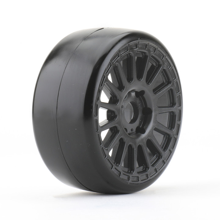 JK1101RB GT 1/8 Jetko Buster belted tires on black rims (2) Jetko RSRC