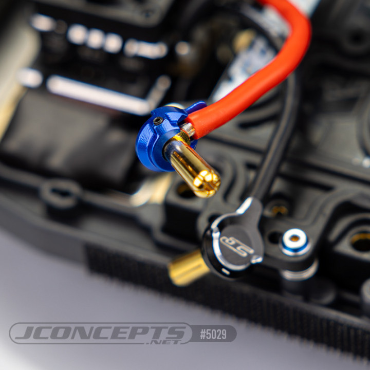 5029 Connectiques de batteries PK 5mm avec accroche noir/bleu (2) Jconcepts RSRC