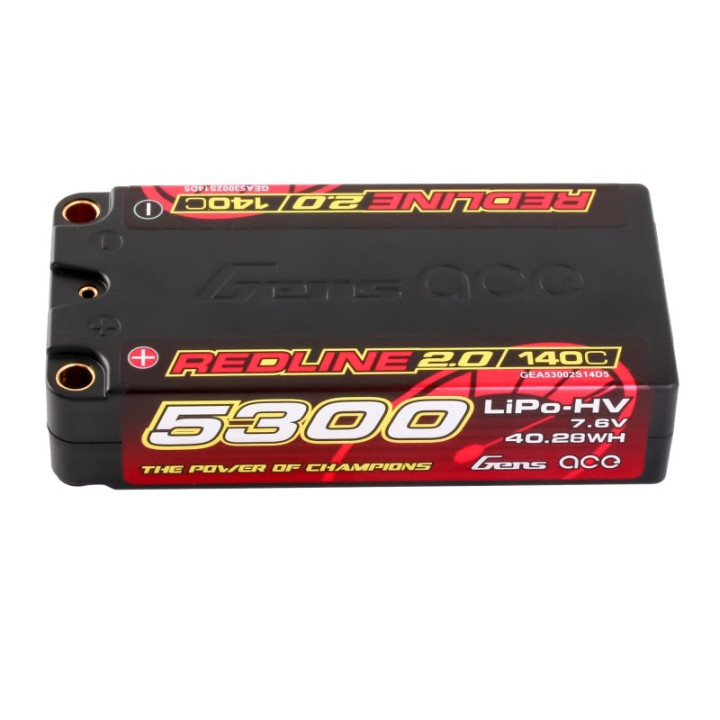 GEA53002S14D5 Lipo Battery Redline 2.0 2S 7.6V 140C 5300mAh Shorty Gens ace RSRC