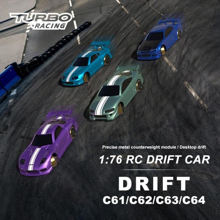 TB-C64-GR Voiture Turbo Racing 1/76 drift verte/noire Turbo Racing RSRC