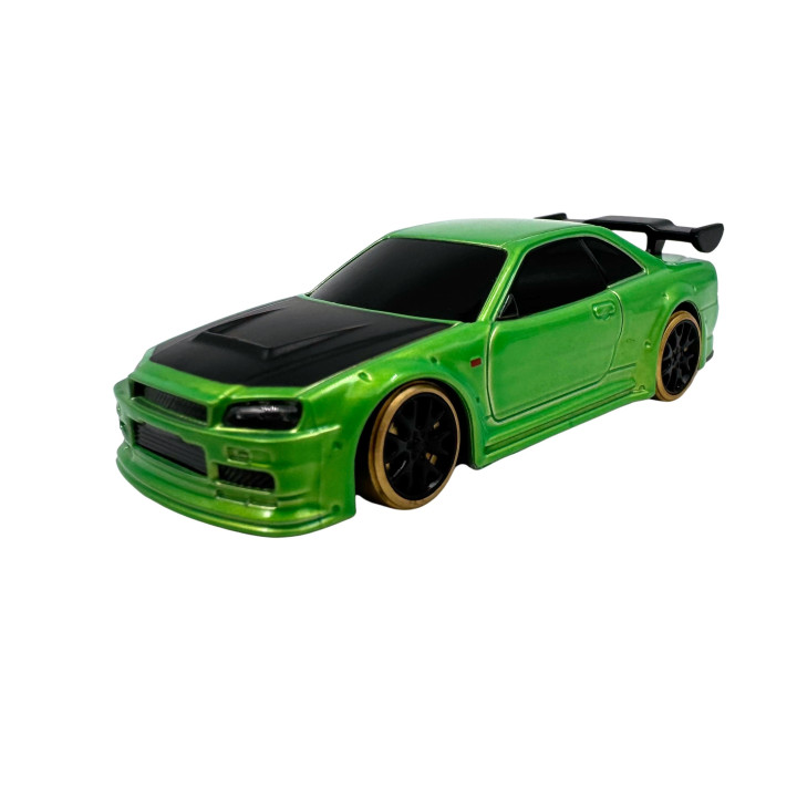 Micro Turbo Racing car 1/76 drift green/black Nissan Skyline ready