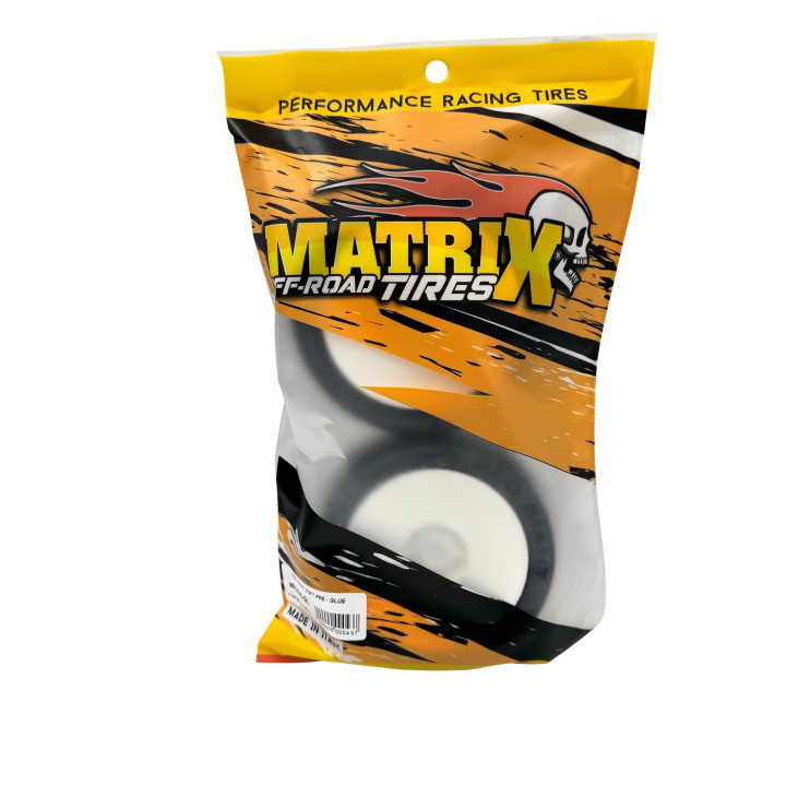  Matrix Red Giant pre-glued tires on white wheels 1/8 buggy (2) Matrix Racing tires RSRC