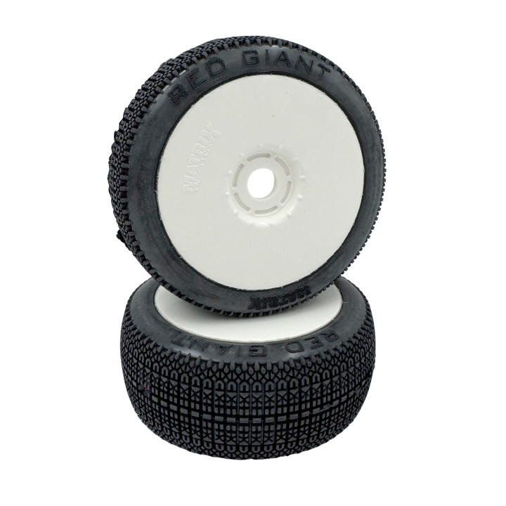  Matrix Red Giant pre-glued tires on white wheels 1/8 buggy (2) Matrix Racing tires RSRC