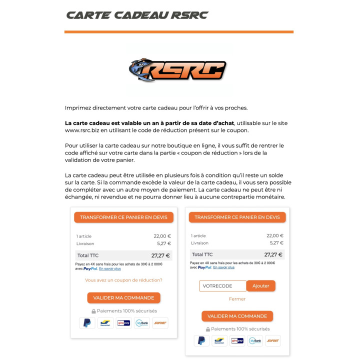 e-cadeau80 RSRC 80€ electronic Gift Card RSRC RSRC