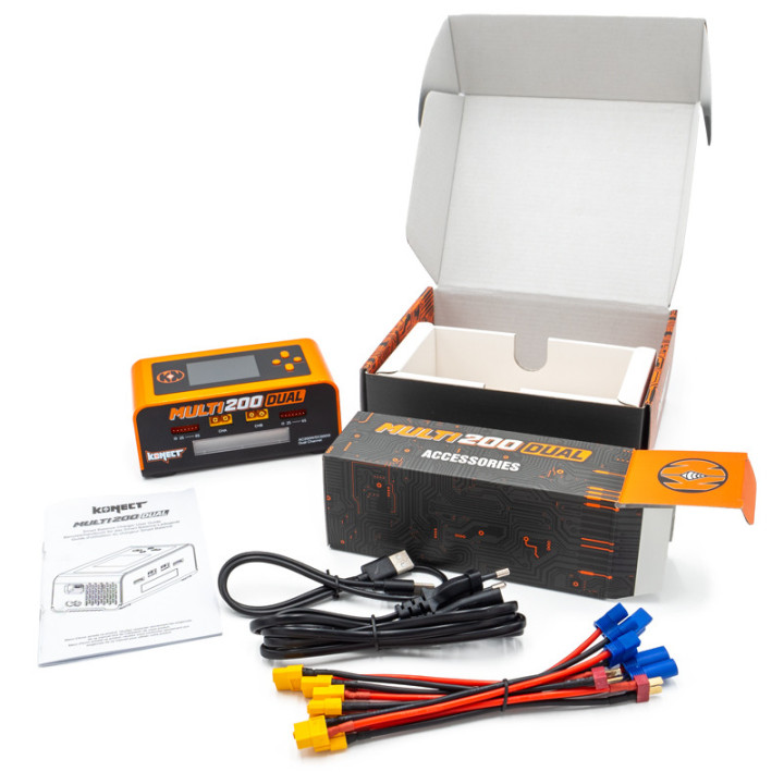 KN-MULTI200-DUAL Konect dual channel 2x100W AC/DC charger orange Konect RSRC