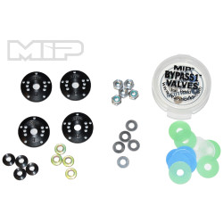 Pistons MIP Bypass chanfreinés Hi-flow 5x1,3mm (4) MIP24405. Pistons à clapets pour buggy 1/8 Mugen, TLR, Associated, Tekno, 