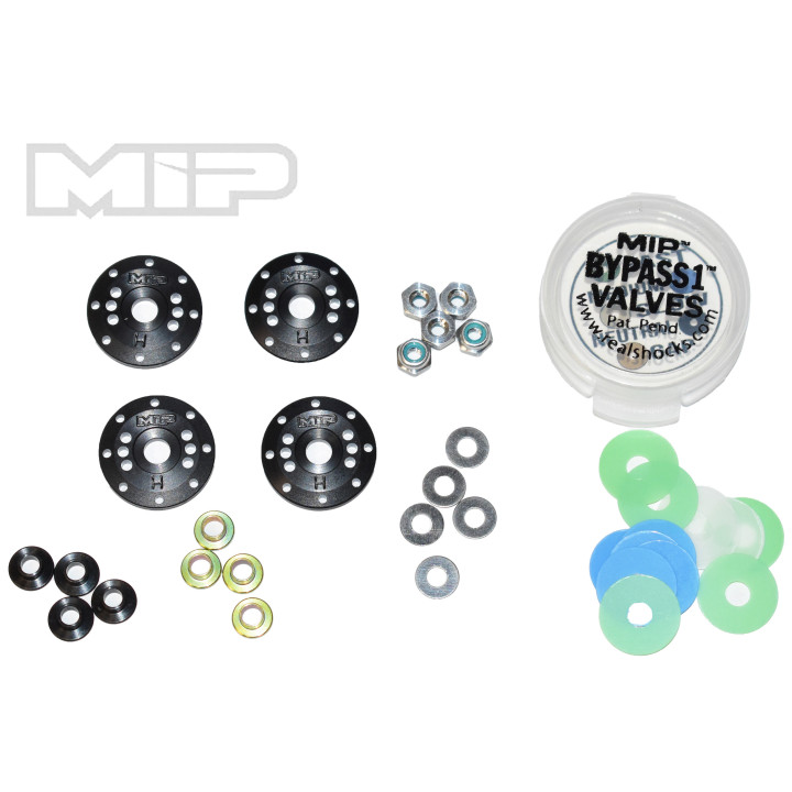 Pistons MIP Bypass chanfreinés Hi-flow 8x1,2mm (4). Pistons à clapets buggy 1/8  Mugen, TLR, Associated, Tekno, Hot Bodies, K