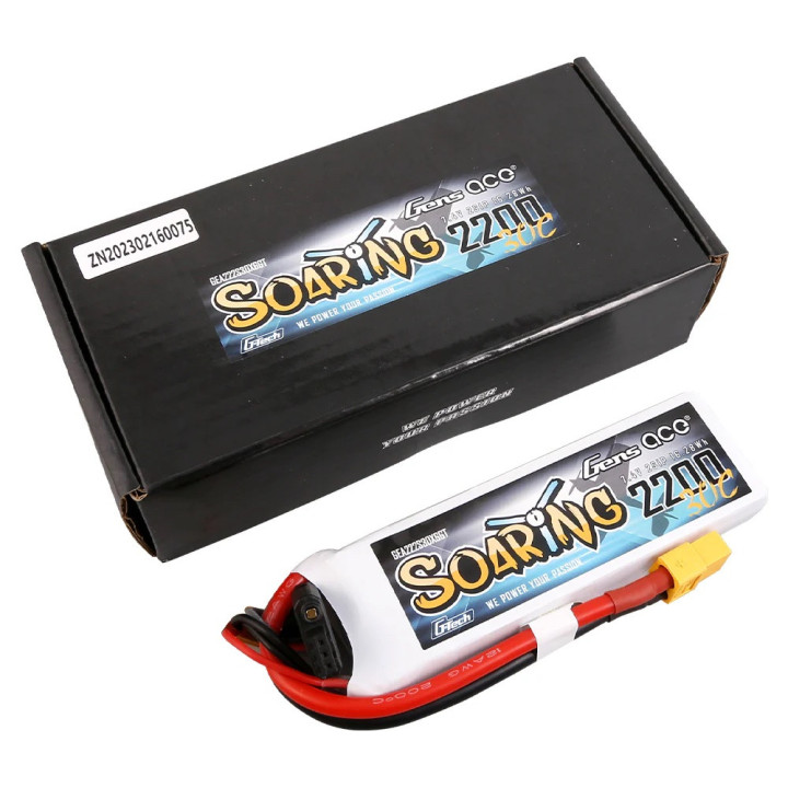 GE1-2200-2X6GT Batterie Gens ace Soaring LiPo 2S 7.4V 2200mAh 30C (XT60) Gens ace RSRC