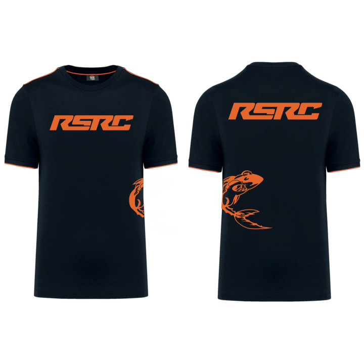 RSRC-24 RSRC premium T-shirt "THE SHARK" navy blue with fluorescent orange logos RSRC RSRC