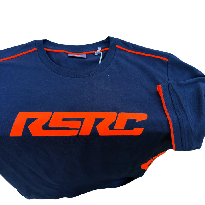 RSRC-24 RSRC premium T-shirt "THE SHARK" navy blue with fluorescent orange logos RSRC RSRC
