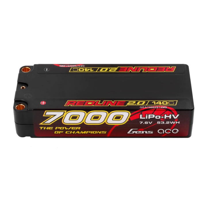 GEA70002S14M5 Batterie Mid Size LiPo 2S Redline 2.0 7000mAh HV 7.6V-140C Gens ace RSRC