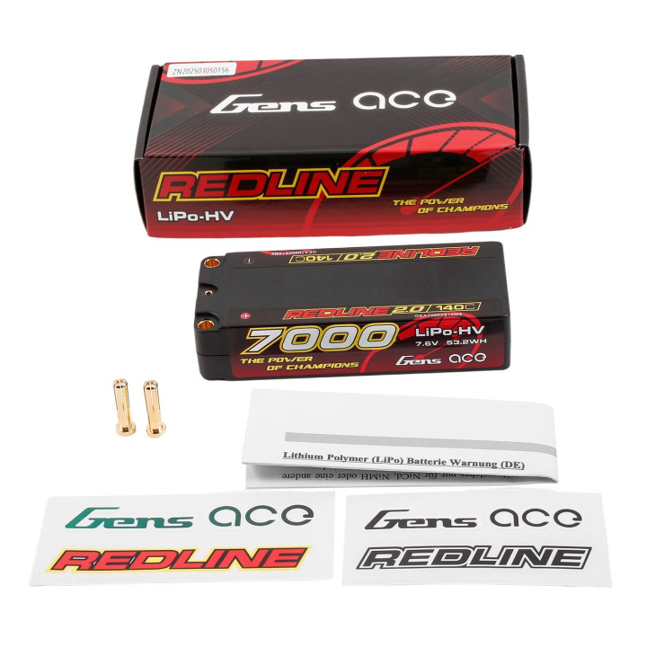 GEA70002S14M5 LiPo 2S Mid Size 7000mAh Battery Redline 2.0 HV-7.6V-140C Gens ace RSRC
