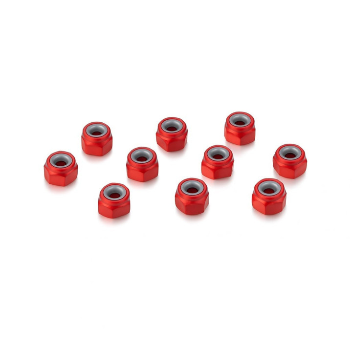 XTR-0340R Ecrous M3 rouge aluminium (10) XTR RSRC