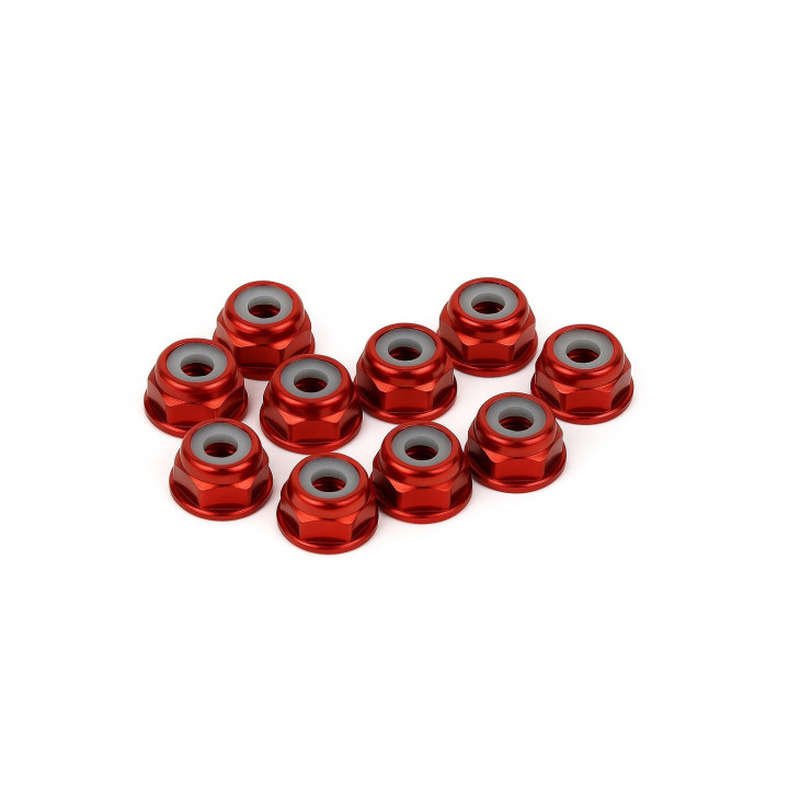 XTR-0341R Ecrous M3 épaulé rouge aluminium (10) XTR RSRC