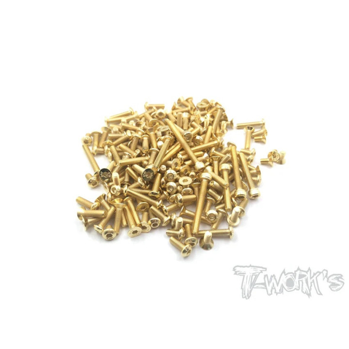 GSS-MP10 Kit de visserie Tworks acier doré pour Kyosho MP10/MP9 (160vis) Tworks RSRC