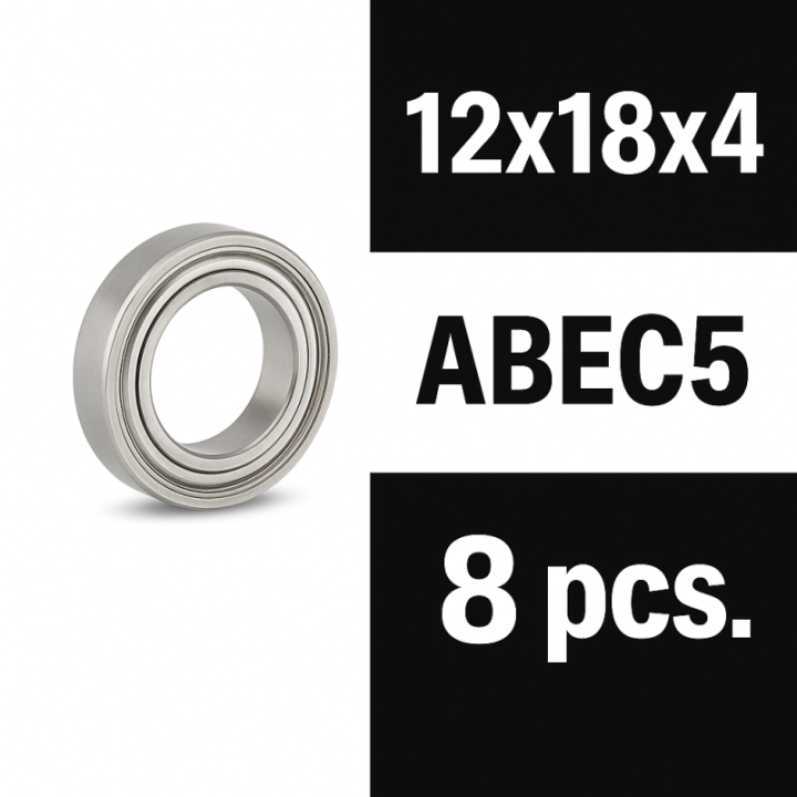 XTR-0348 Roulements 12x18x4ZZ XTR "Zero Friction" (8) ABEC5 XTR RSRC