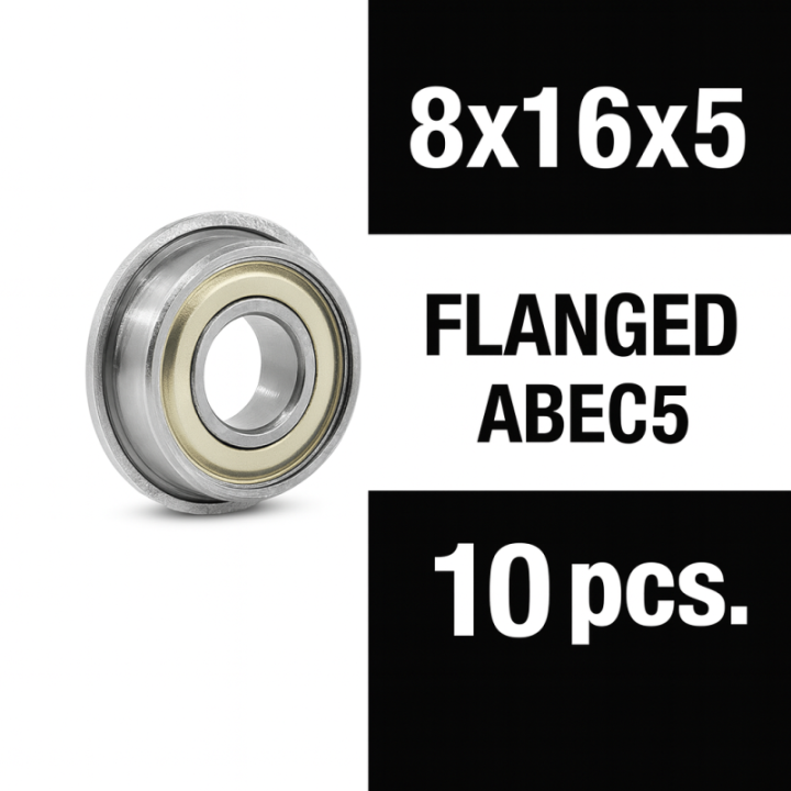 XTR-0355 8x16x5ZZ Flanged XTR ball bearings "Zero Friction" (10) ABEC5 XTR RSRC