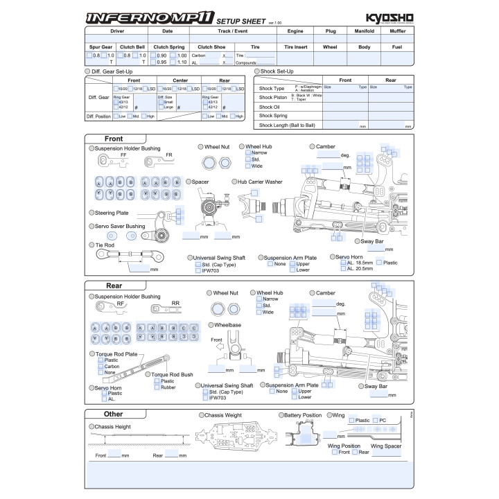 Mp11 editable blank setup PDF for Kyosho Inferno MP11