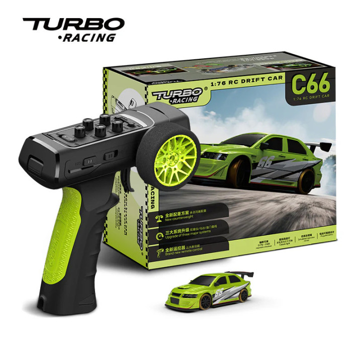 TB-C66 Micro voiture 1/76 C66 Drift verte Turbo Racing RSRC
