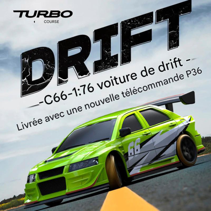 TB-C66 Micro voiture 1/76 C66 Drift verte Turbo Racing RSRC