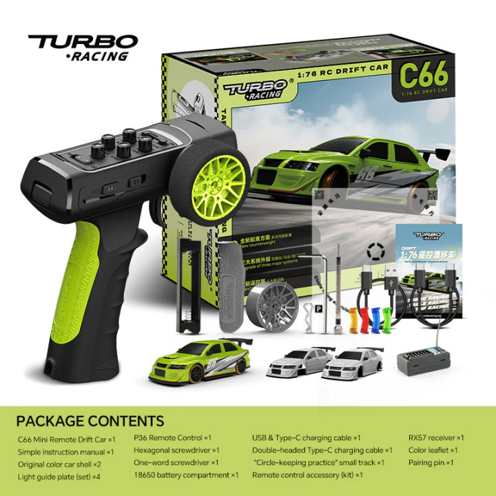TB-C66 Turbo Racing Micro Drift RTR 1/76 – Green Edition Turbo Racing RSRC